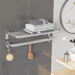 Foldable Bathroom Accessories/Organizer Towel Rack/Shelf With Durable Hooks With 24 inch 1 Bar Towel Rod-9