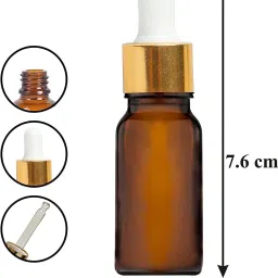 HT-10ML AMBER PACK OF 6 PCS GLASS DROPPER WITH GOLDEN WHITE PIPPET DROPPER Laboratory Dropper Bottle-22