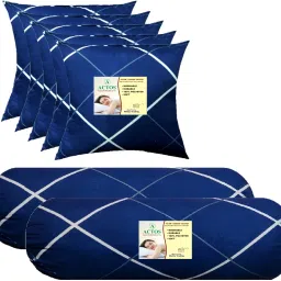 5 Cushion And 2 Microfibre Geometric Bolster Pack of 7-image-71