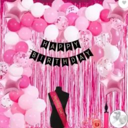 Solid PINK THEME HAPPY BIRTHDAY DECORATIONS ITEMS SET COMBO BALLOONS FOR GIRLS Balloon-9