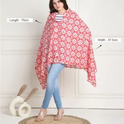 Geometric Print Pink Cotton Nursing Cover Feeding Cloak-image-69