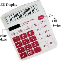 Check & Correct Duel Power 12 Digit Extra Large Display Real Solar Calculator GL 111C Basic Calculator-21