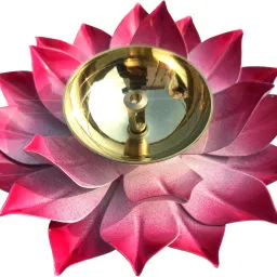 Iron and Brass Kamal Ptta Pink color Akhand diya With Fancy Gift Box size 5 inch Brass, Iron Table Diya-image-13
