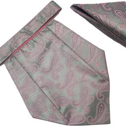 VOICI Men's Paisley Pink & Grey Color Cravat-image-11