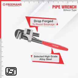 freemans SPW10 10-Inch Stillson Type Pipe Wrench with Induction Hardened Teeth Single Sided Pipe Wrench image 2
