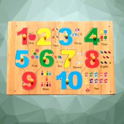 Wooden Number Puzzle - 1 to 10 with Knob Learning Educational Toy-image-94