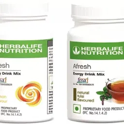 Afresh Energy Drink Mix Lemon and Tulsi Flavor 50 GM in Pack of 2 Protein Blends-49