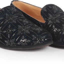 Ethnic Velvet Sequin Embroidered Juttis for Wedding|Traditional Kurtas Shoes Mojaris For Men-image-15