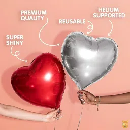 zambooree Printed 20 Red And Silver Heart Shape Foil Balloons 10"/ Valentine Day Party Decoration Balloon image 3