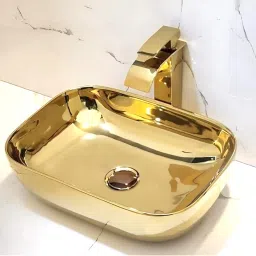 ELEGANCE BATH CERAMIC (L45 X W33 X H13.5 Cm) CA 2306 GOLDEN TABLE TOP ELEGANCE BATH CERAMIC TABLE Top (L45 X W33 X H13.5Cm) CA 2306 TABLE TOP Table Top Basin-image-31