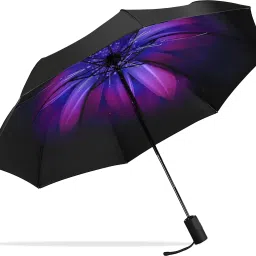 Flower Printed UV Umbrella for Sunlight & Rain (Purple Orchid) Umbrella-23