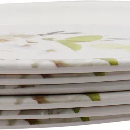 Unbreakable Melamine (Floral Print) Square Full Dinner Plates (Set of 6) Dinner Plate-image-2
