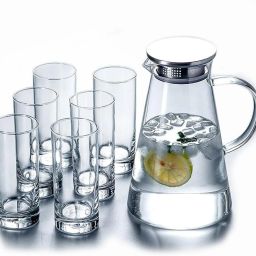 6 PC Glasses 300ML And 1 Water Jug 1.8 Liter, Transparent Jug Glass Set-image-12