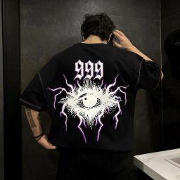 Men Printed Round Neck Pure Cotton Black T-Shirt-image-26