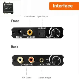 doobuy Digital to Analog Audio Converter with Headphone Amplifier 192kHz 24bit Coaxial 100 W AV Power Amplifier image 2