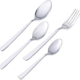Stainless Steel Cutlery Set of Spoons, Baby Spoon,Tea Spoon and Forks with Stand (Set of 24; Color: Steel Mirror Finish; Thickness: 1.6 mm Each) Stainless Steel Cutlery Set-5