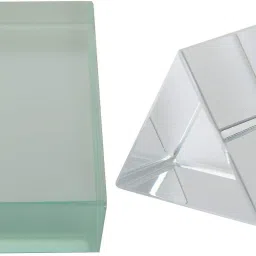 Glass Prism 50x50mm & Glass Slab 75x50X18mm Bubble free [Set of 2] Solid Prism-15