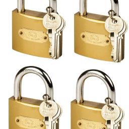 Caneuf 50MM Brass Polished Finish Key Pressing Lock Home Security Door Lock Pack of 4-10