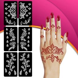 Designer Combo Mehndi Stencil Sticker Pack With Flower Patterns For Functions-image-78