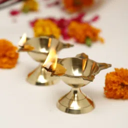 Brass Diwali Kuber Deepak (Diya Oil Lamp) For Puja Home Decor Brass (Pack of 2) Table Diya Set-13