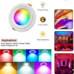 mvl 9W 7-in-1 Round LED Conceal Panel Down Light Colour Changing Light (Red/Blue/Pink/Green/Yellow/Sky-blue/White, Pack of 5) Ceiling Light Ceiling Lamp image 3