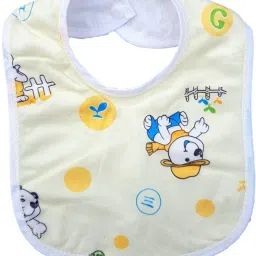 kidsify Baby Button Bibs Apron for Feeding and Drooling Cute Animated Print with Tich Button Double Layered Waterproof (Pack of 10) image 4