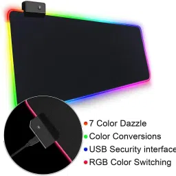 RUDRAKSH RGB Keyboard Mouse Pad with 11 Lighting Modes 7 LED Colors Non Slip Base Mousepad image 3