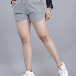 Solid Women Grey Regular Shorts-image-24