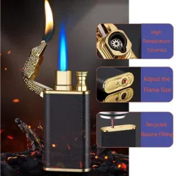 absolute global POCKET LIGHTER Unique Design Refillable Dual Flame Lighter with Windproof Jet & Soft Flame Pocket Lighter image 2