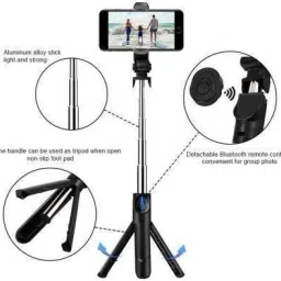 dilgona Perfect Product Good Quality XT-02 Tripod Selfie Stick, Extendable Selfie Stick with Tripod Stand and Detachable Wireless Bluetooth Remote, Ultra Compact Selfie Stick for Mobile Tripod Tripod Ball Head image 4