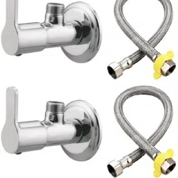 2 Connection pipe with 2Angle Wall Chrome Finish for Sink/washbasin(4pcs) Geyser water Saving Aerator Suitable for Washbasin,Sink,Bathroom &Kitchen Bib Tap Faucet-14