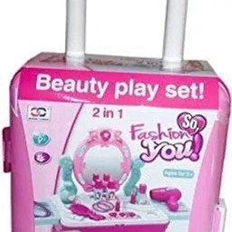Latest Design High Quality 2 in 1 Beauty Play Set with Luggage Trolley - Best Gift for Kids-image-34