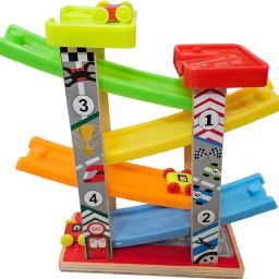 Car Wooden Ramp Racer Track Toy for Kids with 3 Flip Cars Vehicle Play Set-19