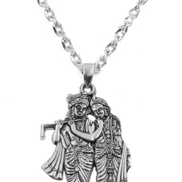 Radha Krishna Locket (Silver1) Silver Alloy Locket Set-image-24