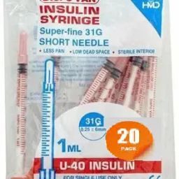 GLIDE 6MM NEEDLE INSULIN SYRINGES FOR DIABETICS. (40 UNITS) 20 PICS Medical Needle-image-22