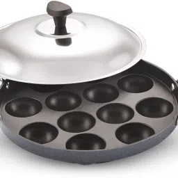 Non-Stick Appam Maker with Steel lid for Kitchen, 12 Cavities, Appam Patra, 23cm Appachatty with Lid 1 L capacity 23 cm diameter-picture-13