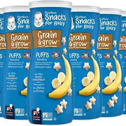 gerber Snacks for Baby, Grain & Grow Puffs for Crawler - Banana (Pack of 6) Baby Puffs 200 g-picture-9