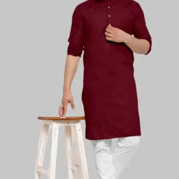 Men Solid Cotton Blend A-line Kurta-image-15