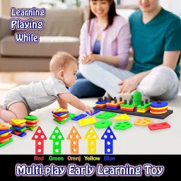 vrajvilla Stacking Toy Shape & Color Recognition Geometric Board Educational Puzzle image 5