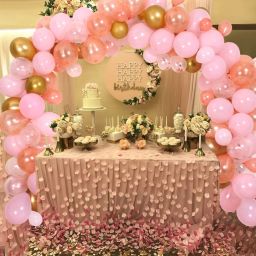RG Accessories light pink balloon decoration combo pack. light pink,golden,rosegold balloon,rosegold confetti,balloon arch,glue dot,pink ribbon, best ever birthday,wedding,love,anniversary party decoration.-image-58