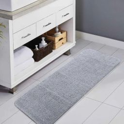 Silver Solid Polyester 59 x 24 Inches Anti-skid Bath Mats By Obsessions-picture-8
