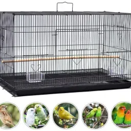 (15inch Black) BIRDS CAGE Suitable for Lovebirds, Finch, Parakeet Hard Crate Pet Crate-image-68