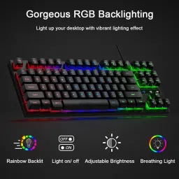 FKU Mechanical Gaming Keyboard N RGB Mouse Pad [900x400] & Wired Gaming Mouse Combo Set image 4