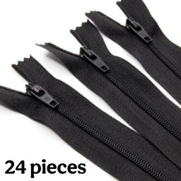Zipper with Metal Puller - 12 Inch, (Black Pack of 24) Black Metal Invisible Zipper-image-5