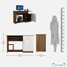 sivom Classy Study/Home Office Engineered Wood Computer Desk image 4