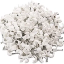 Skc Wire Fastener Circle Cable Clips with 5 mm Diameter, Set of 100 Pieces Cable Protector-image-0