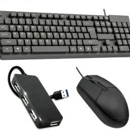 Henture Set of 3 Keyboard and Mouse Combo with USB Hub Combo Set-17