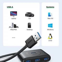 Ugreen 4 Port USB Hub 3.0 Data Hub with 3ft Portable Extension Cable image 3