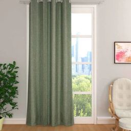 the conversion Green Premium Jute Solid 8ft Light Filtering Eyelet Longdoor Curtain (1 Pc)-picture-47