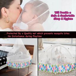 vparents Polyester Infants Washable Mosquito Net for Baby Cradle Jhula Saree Swing with Zip Opening at bottom Mosquito Net image 4